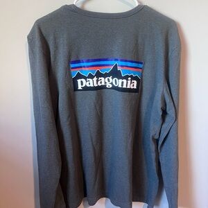 PATAGONIA Logo Gray Long Sleeve Tee